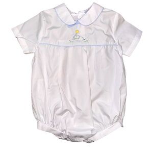 Petit Ami Boutique White Blue Sheep Romper Bubble 9 Months Outfit